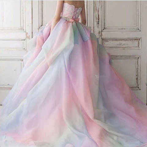 Pastel Coloured Wedding Gown