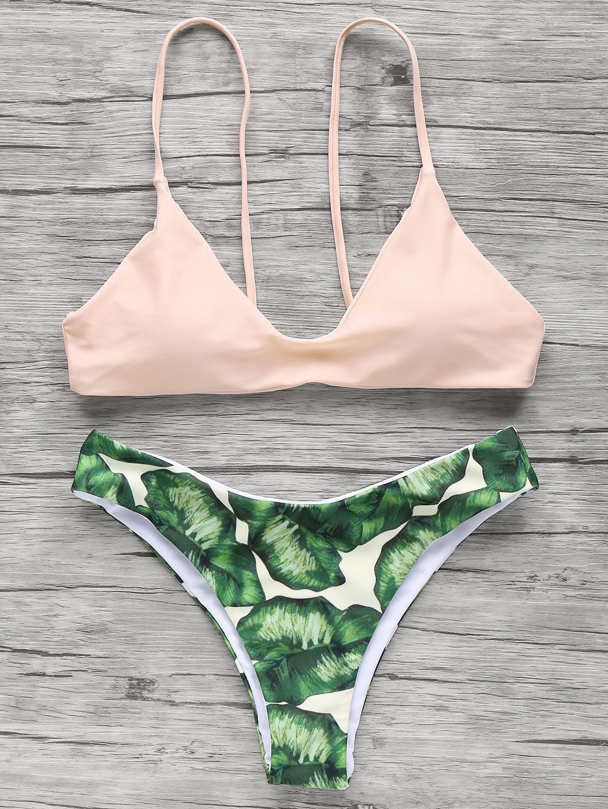 Print Cami Elastic Bikini Set