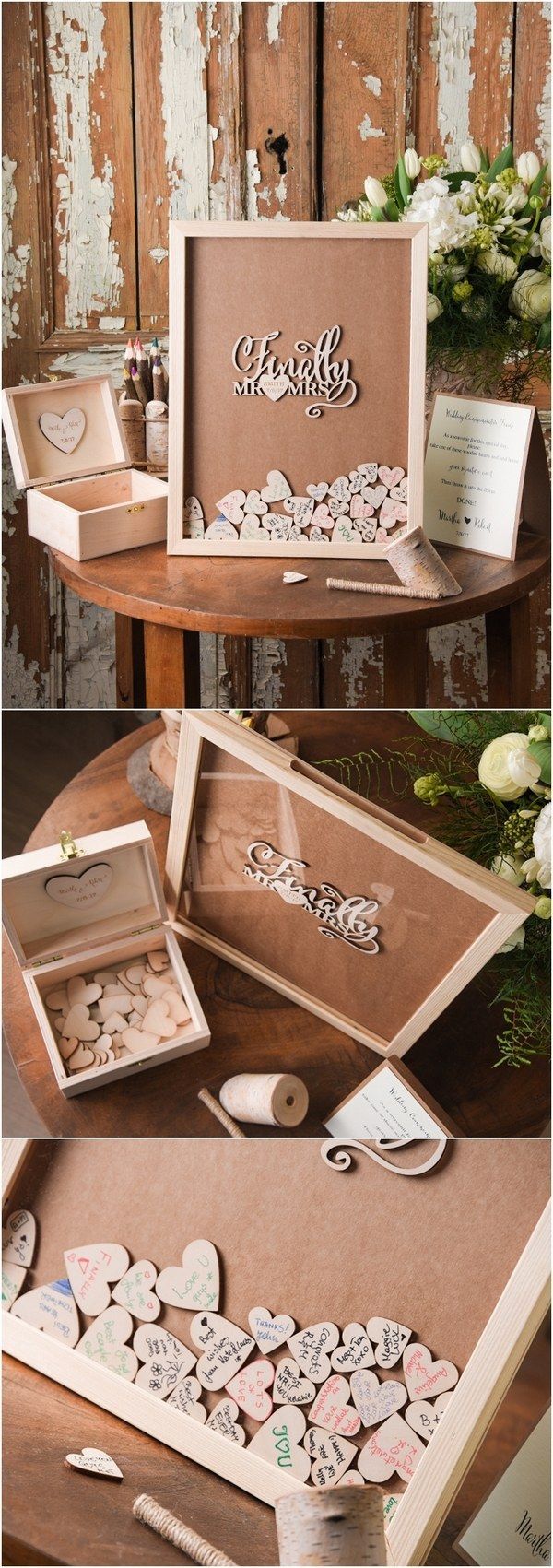 Rustic Laser Cut Wood Wedding Guest Book- Finally Mr&Mrs / www.deerpearlflow…