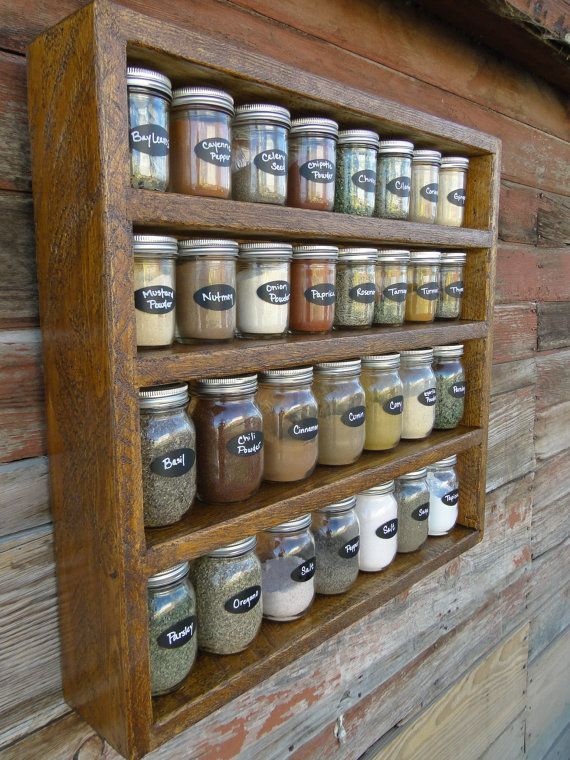 Rustic RoughSawn 30 Mason Jar Spice Rack by GenerationFurniture, $130.00