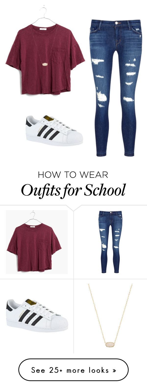“School outfit #1” by e-m-dog on Polyvore featuring J Brand, adidas, Madewell and