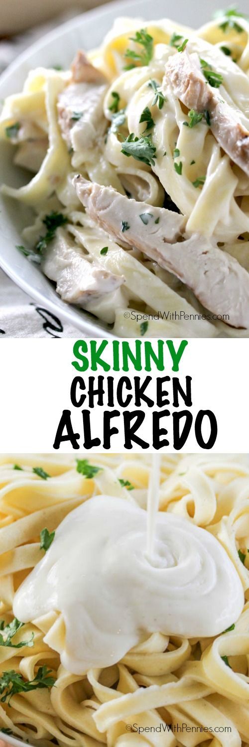 Skinny Chicken Alfredo! Skinny Chicken Alfredo is a rich, creamy  broccoli or mushrooms are perfect with this dish!