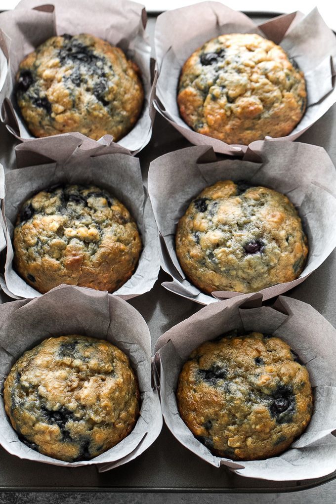 These blueberry banana oatmeal muffins are made with NO butter or oil, but so soft and tender that youd never be able to tell!