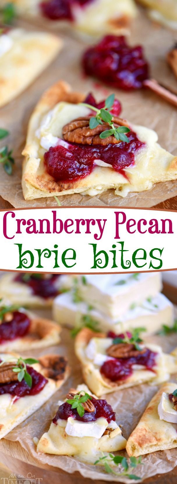These Cranberry Pecan Brie Bites are perfect for holiday entertaining! Whether you make them for Thanksgiving, Christmas, or New