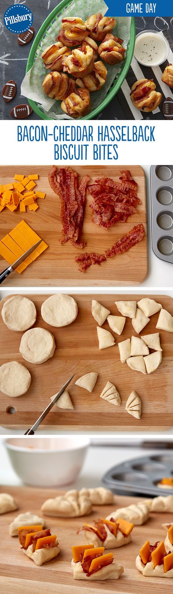 These delicious biscuit bites are jam-packed with bacon and cheese and brushed with melted butter. Make sure these have a spot