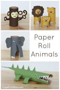 These simple toilet paper/paper towel roll animals are fun for kids and make for some cute shelf decor!