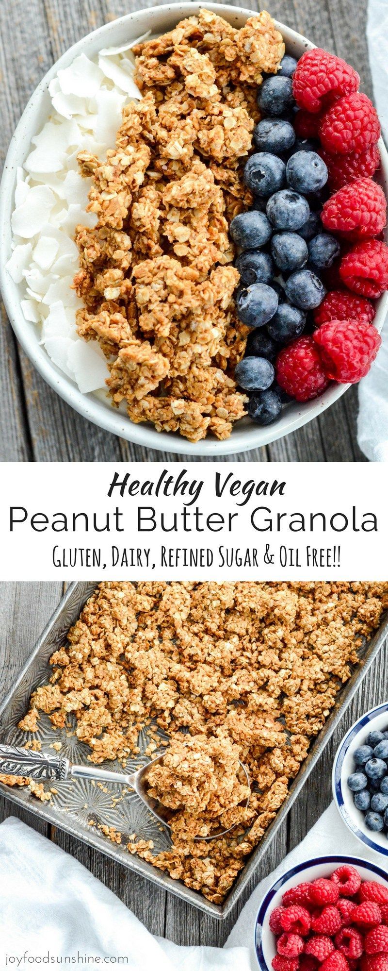 This Healthy Peanut Butter Granola is the perfect make-ahead breakfast recipe! With only 6 ingredients its so easy to make!
