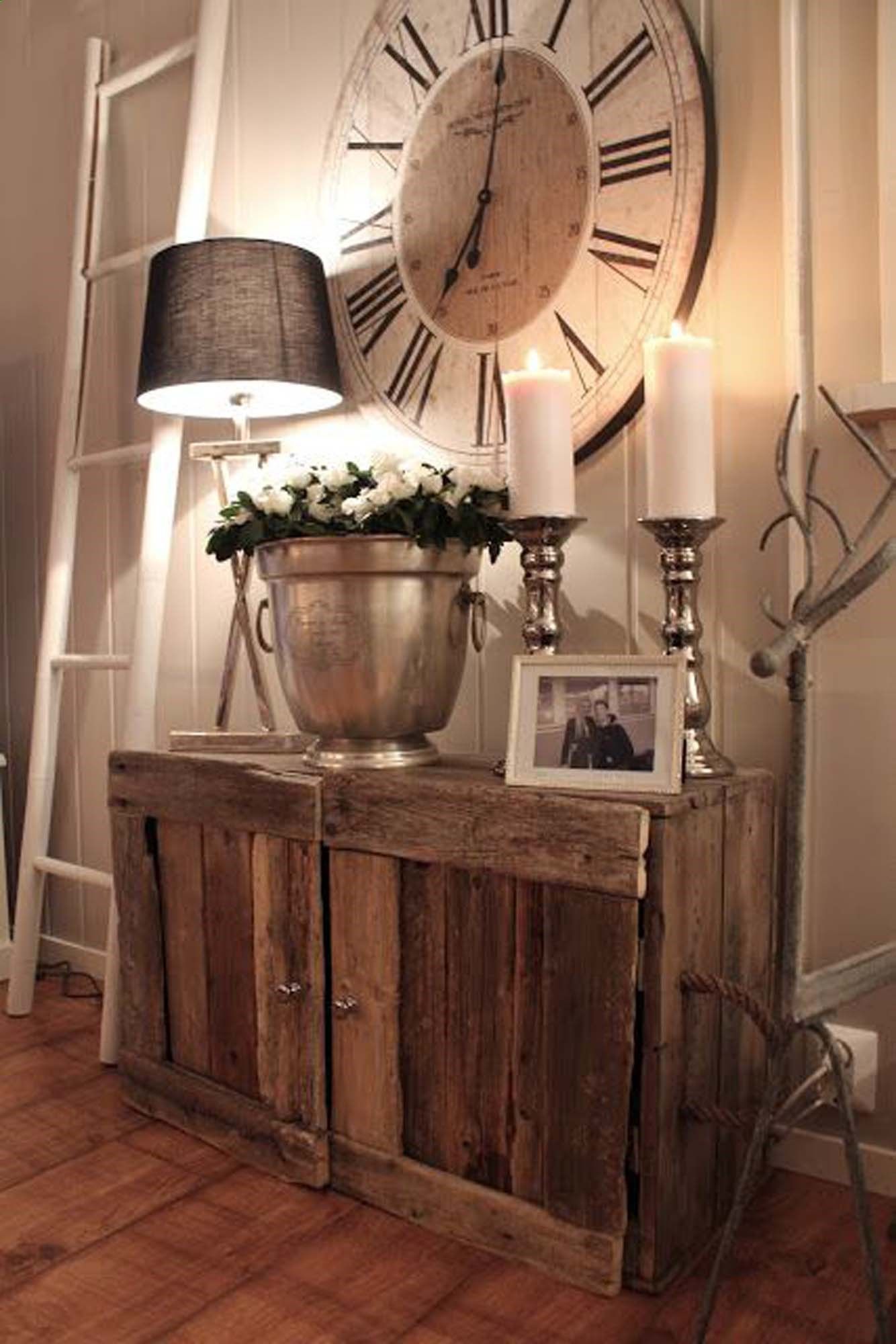 This is fabulous! The rustic cabinet and the HUGE clock, love it! Ive been eyeing