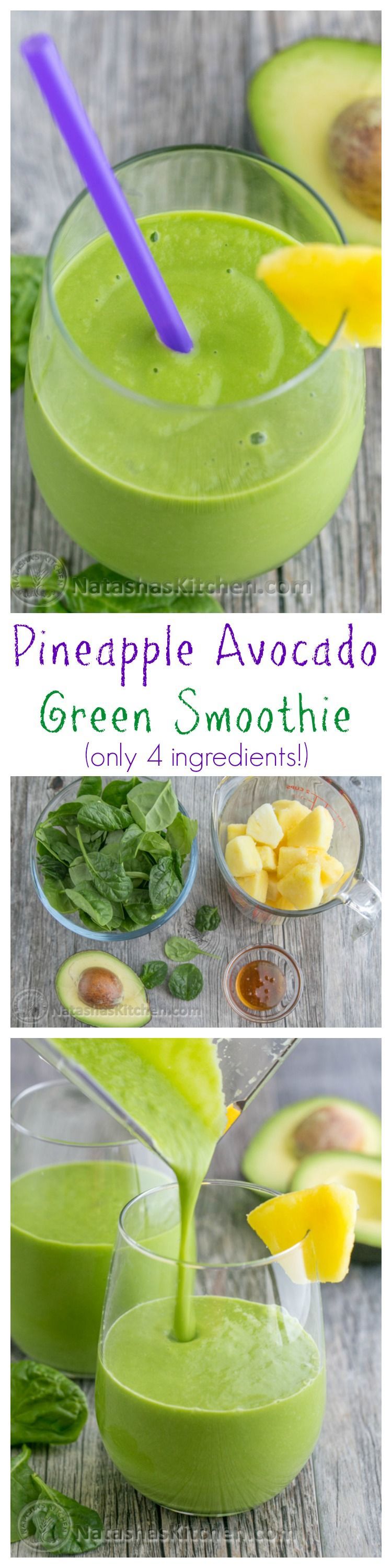 This pineapple avocado green smoothie is delicious, nutritious, energy boosting…