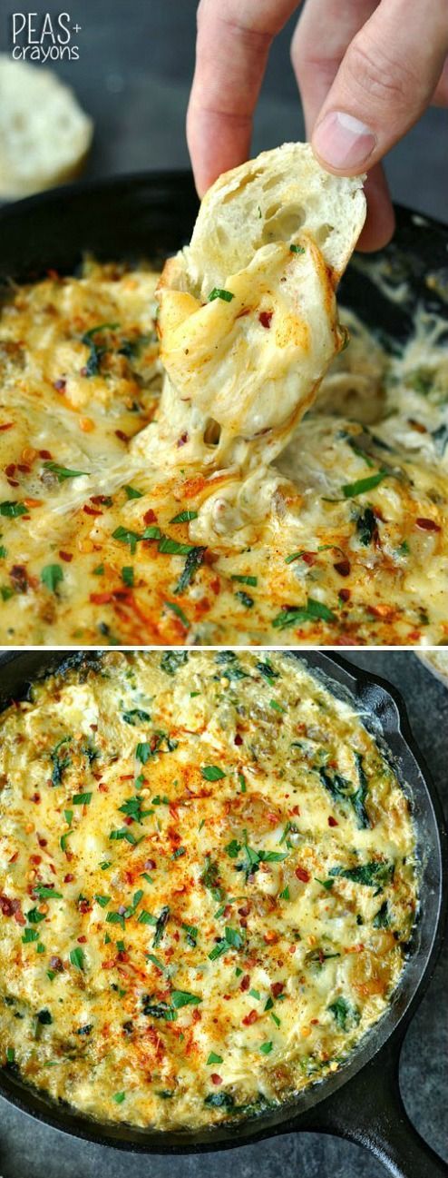 This skillet-baked seafood dip is easy, cheesy, and loaded with crab, shrimp and lots of veggies.