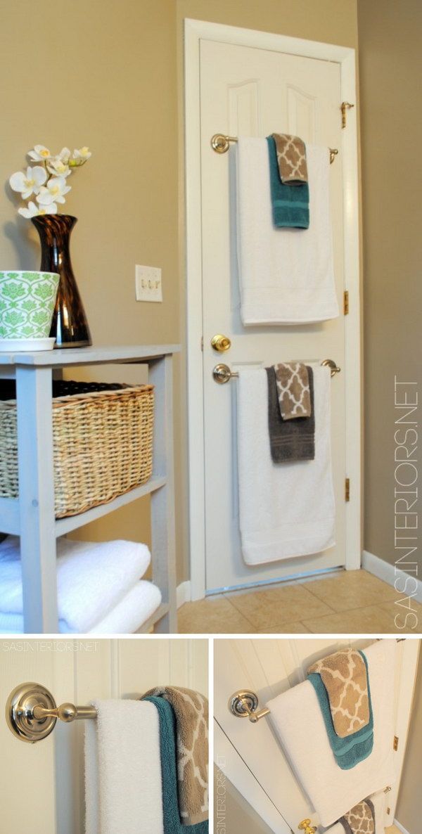 Towel Rods on the Back of the Door. Make full use of the tiny space behind your do