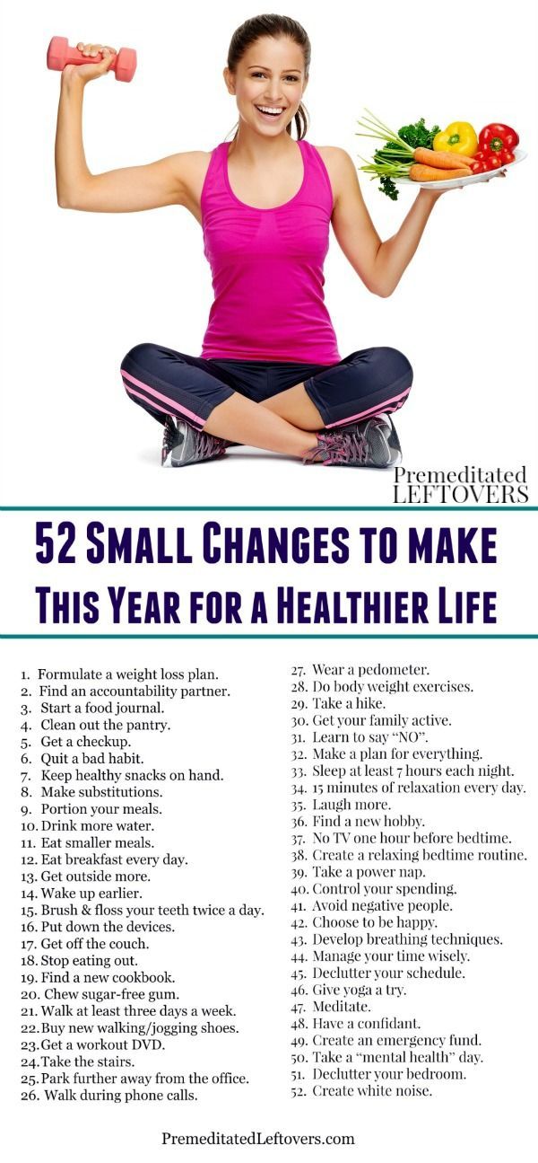 Trying to think of resolutions or changes to make for the new year? Use these ideas to make 52 small changes for a healthier life!