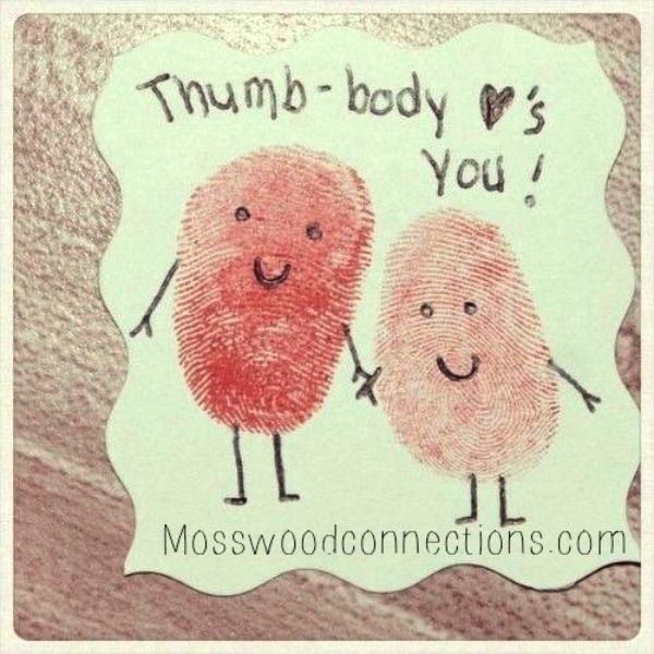 Valentine Thumb Print Card – “Thumb-body Loves You!”