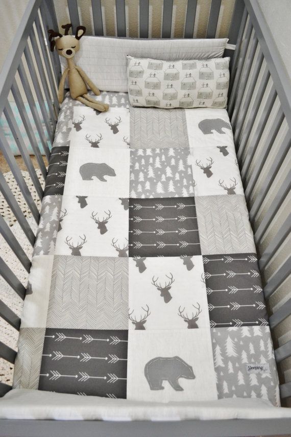 Woodland Blanket Baby Patchwork Quilt by SleepingLakeDesigns