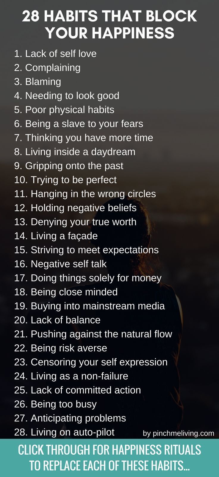 28 Habits that block your happiness & how to let them go.