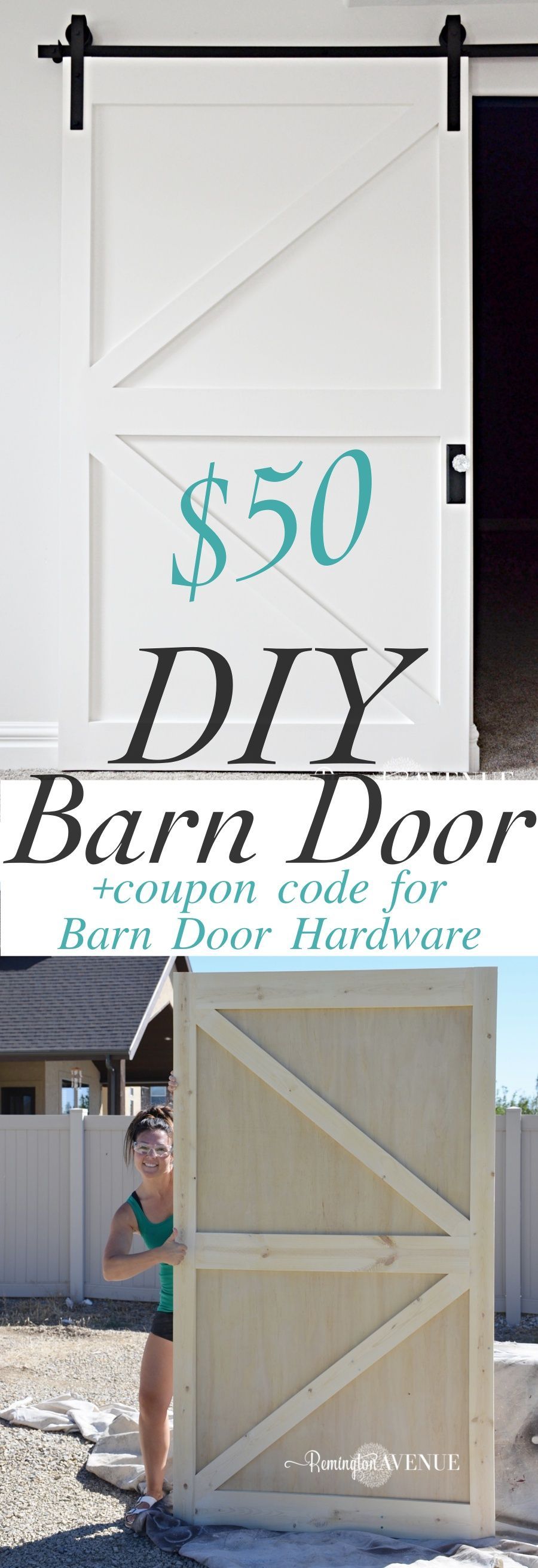 $50 DIY British Brace Barn Door -with promo code for The Barn Door Hardware Store  Remington Avenue