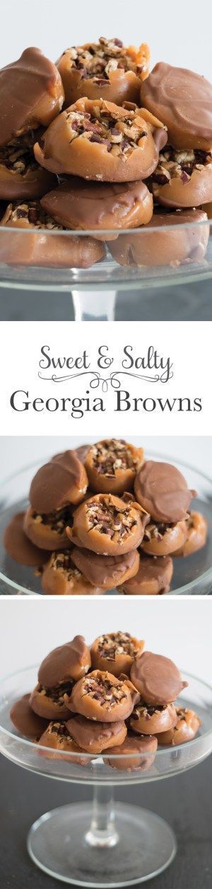 A chewy salted caramel is poured over roasted pecans then topped with a thin layer of rich chocolate. These are what you make when