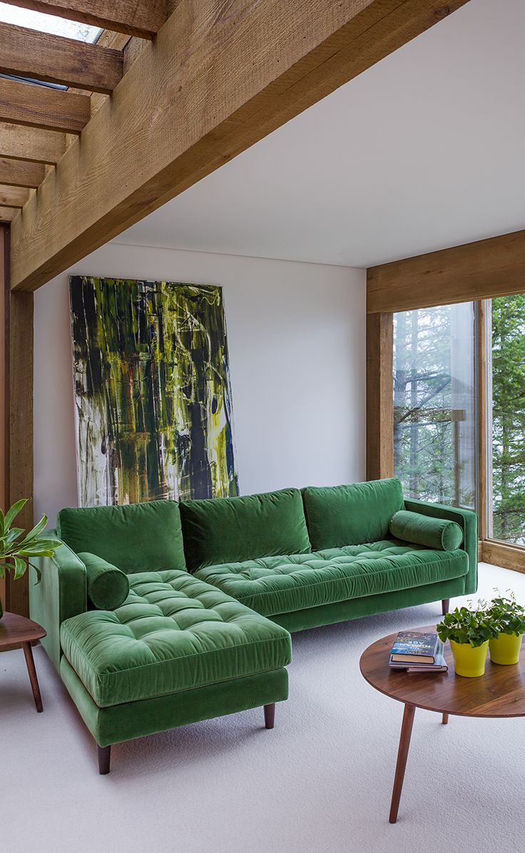 A lush space. SVEN Grass Green sectional
