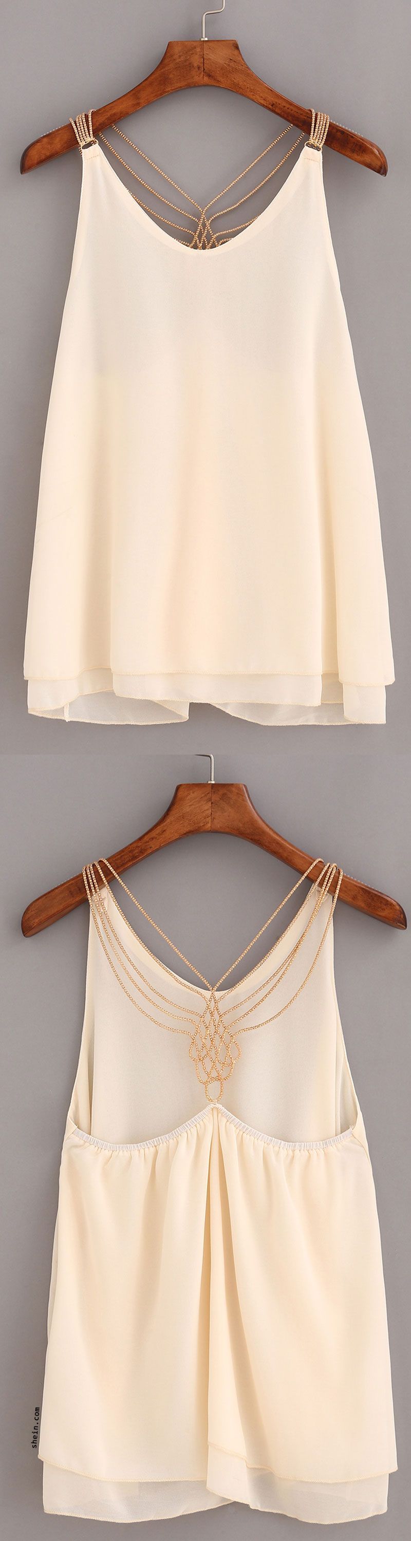Apricot Beaded Racerback Chiffon Top. It looks amazing over white ripped skinny jeans and cowboy boots.
