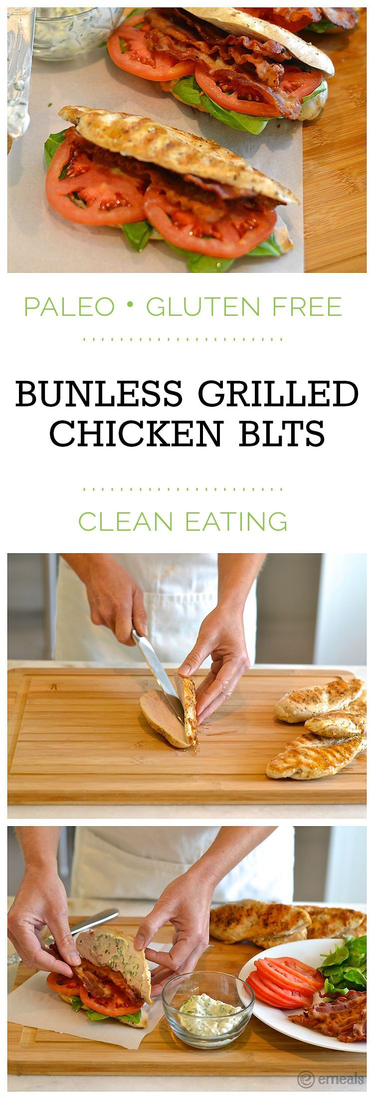 Bunless Paleo Chicken BLTs (with a seriously delicious basil mayo!) | eMeals