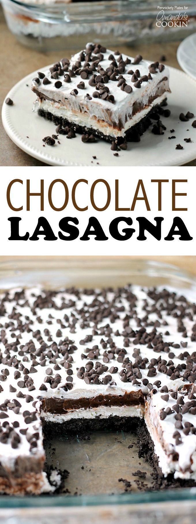 Chocolate lasagna is a no baked layered dessert made with cookies, cream cheese…