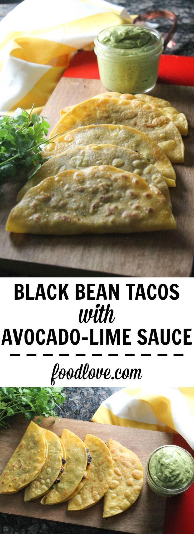 Crispy Black Bean Tacos with Avocado-Lime Sauce: a quick and easy vegetarian meal, loaded with flavor.