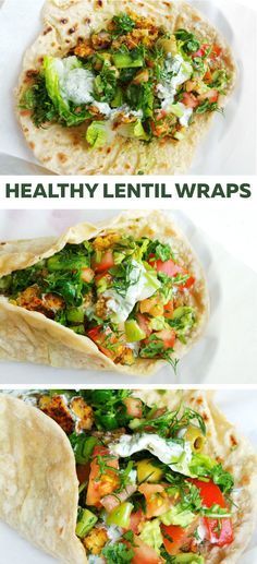 Delicious vegetarian lentil wraps! Flavorful and healthy dinner or lunch.