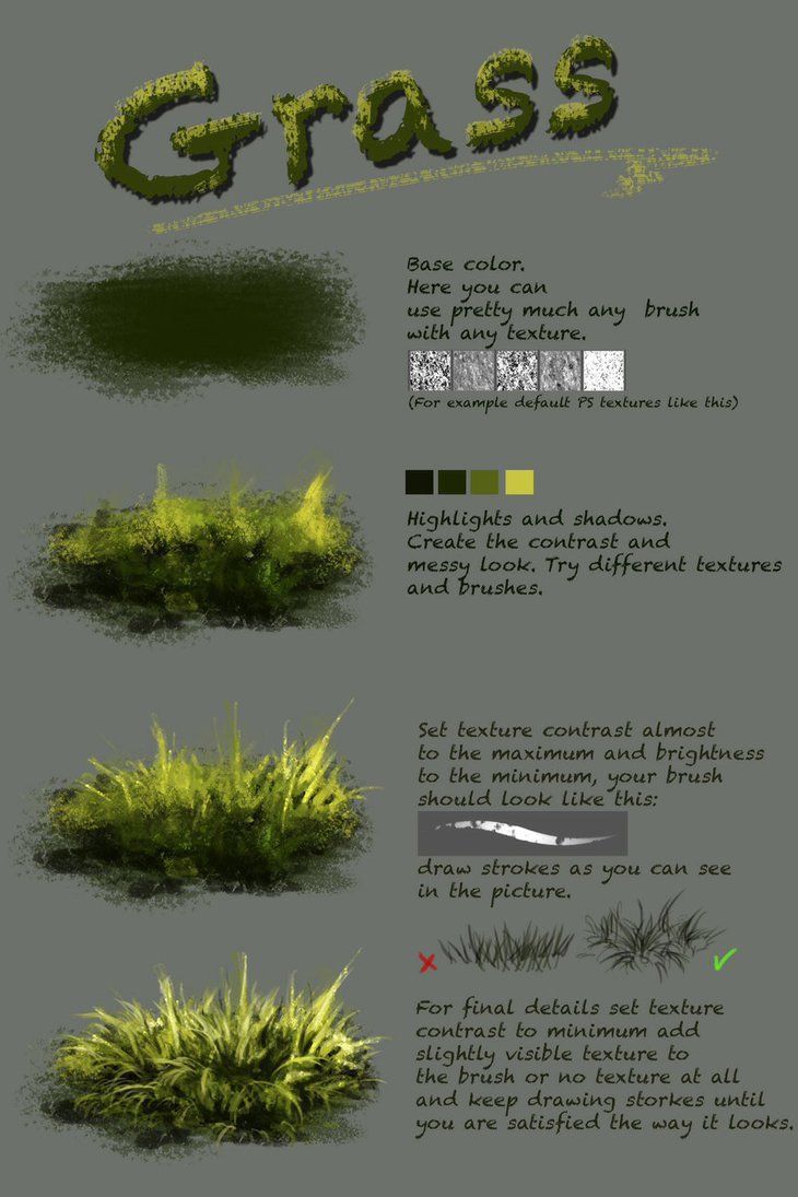 Difference between texture and plain brushnthartyfievi.deviantart.com/ar More tutorials are coming soon. grass, trees, water, ice