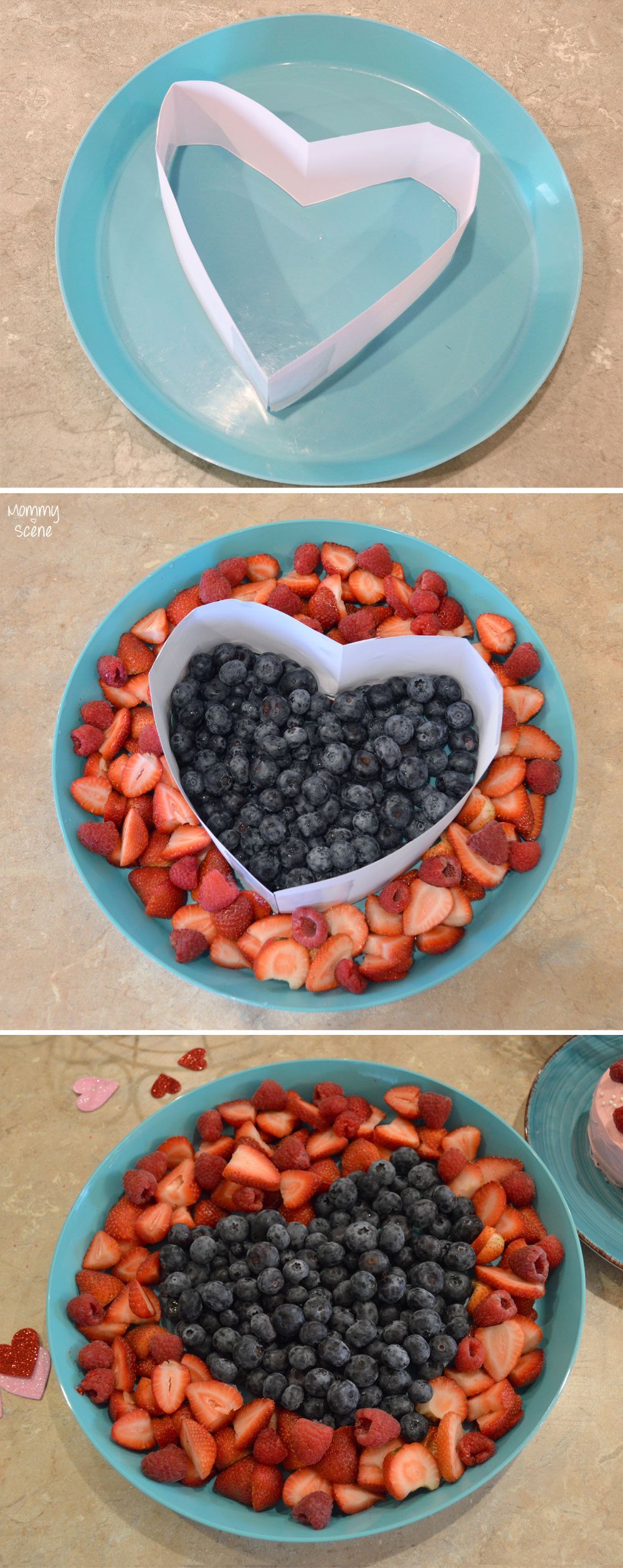 DIY heart fruit platter