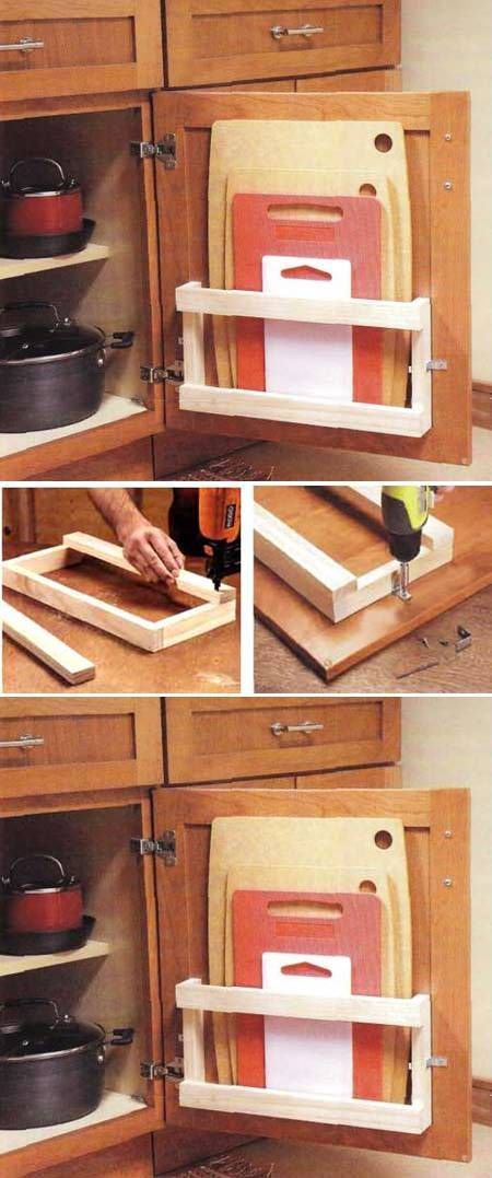 DIY Kitchen Board Rack ( for inside of cabinets )