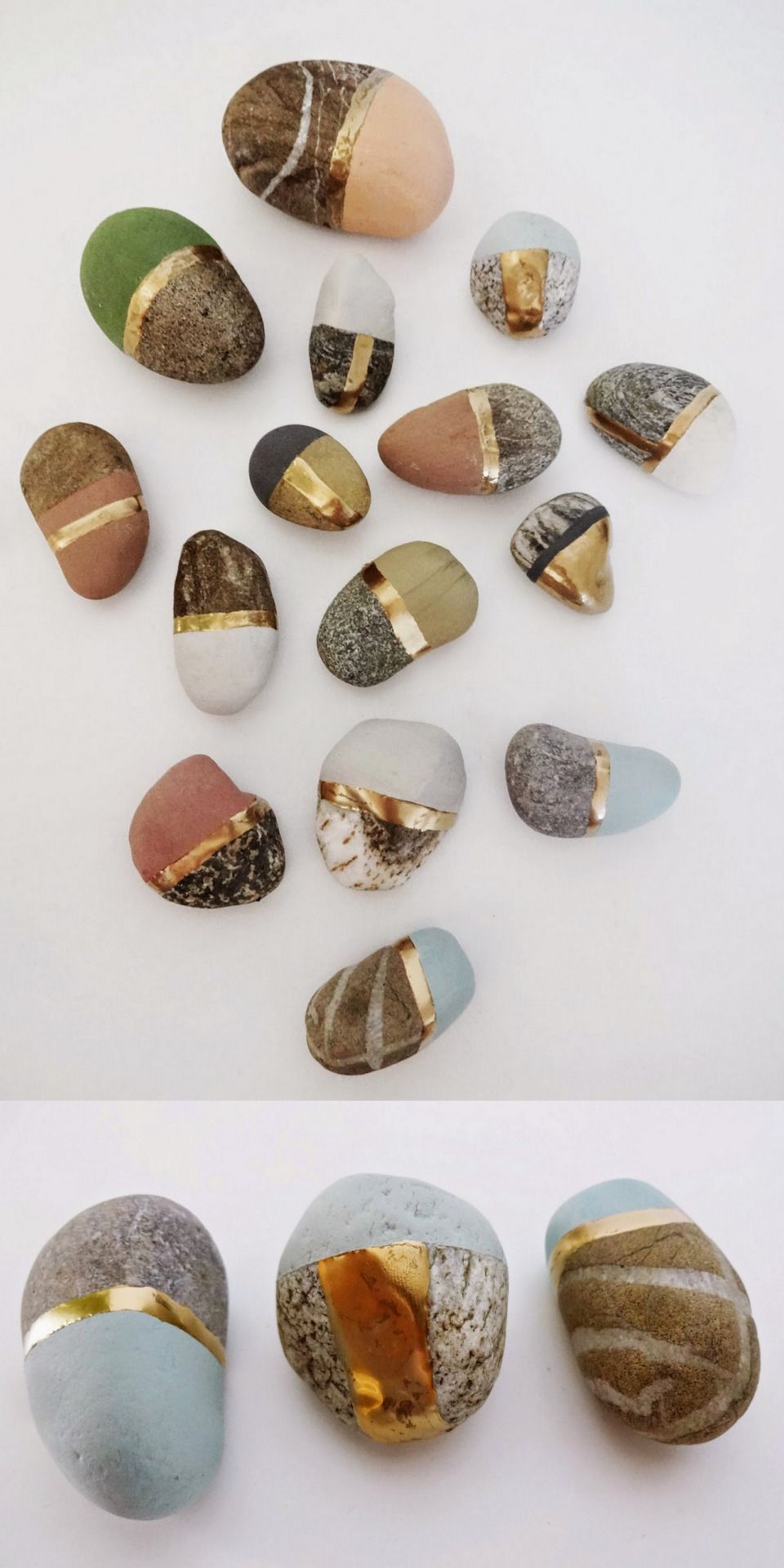 DIY Painted StonesPaint special found stones with chalk and metallic paint. Give these small painted stones away, make a treasure