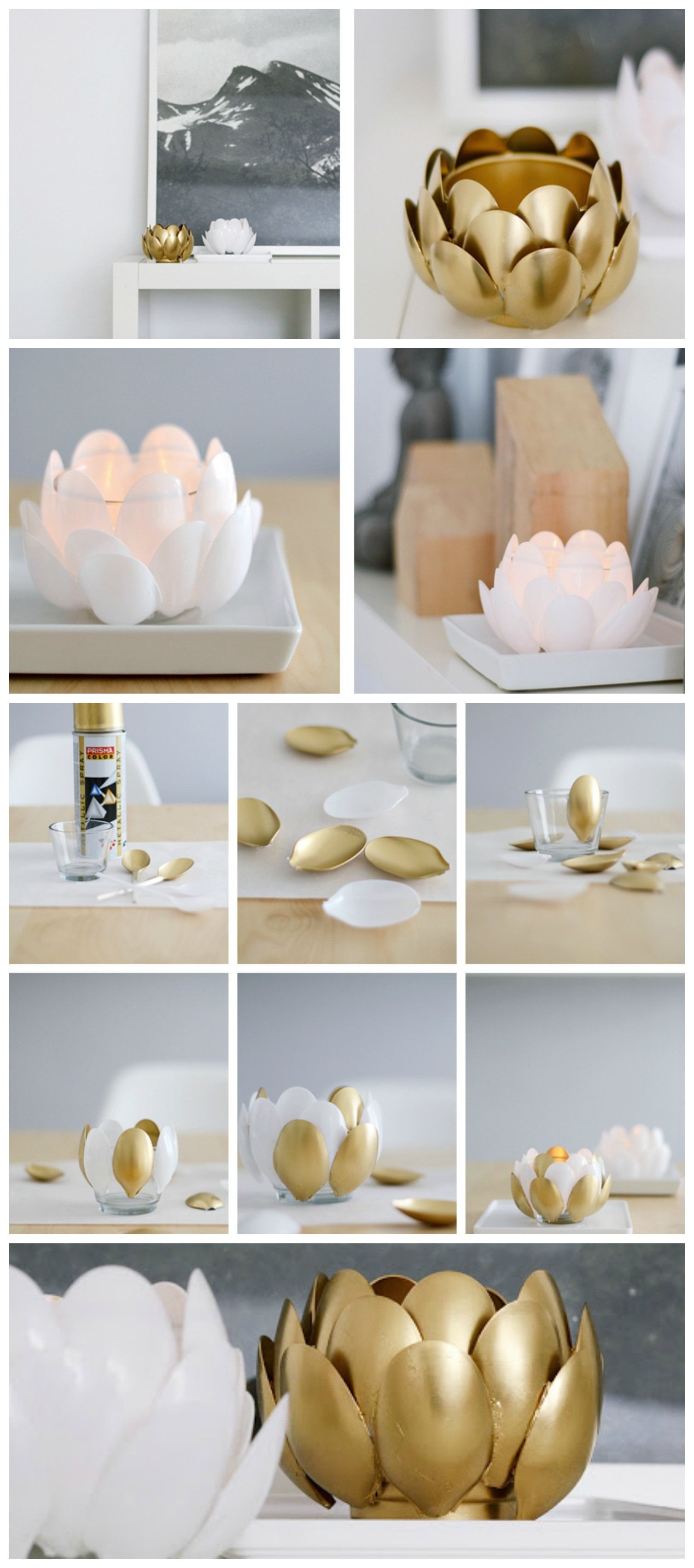 DIY Water Lilies -plastic spoon candle holder
