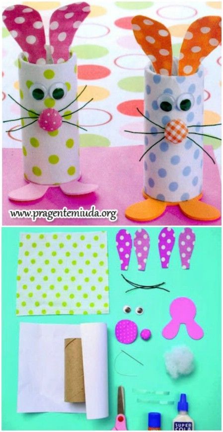 Easy Easter craft for toddlers and little kids: toilet paper roll bunnies