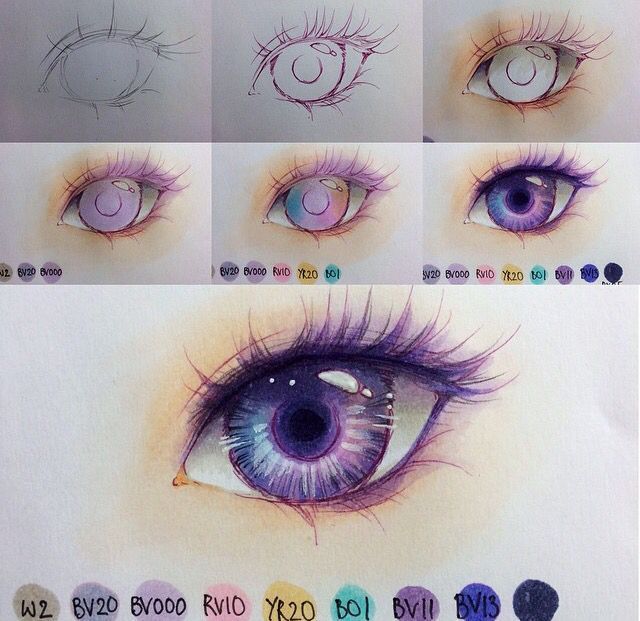 Eye with copics tutorial from www.instagram.com/minmonsta