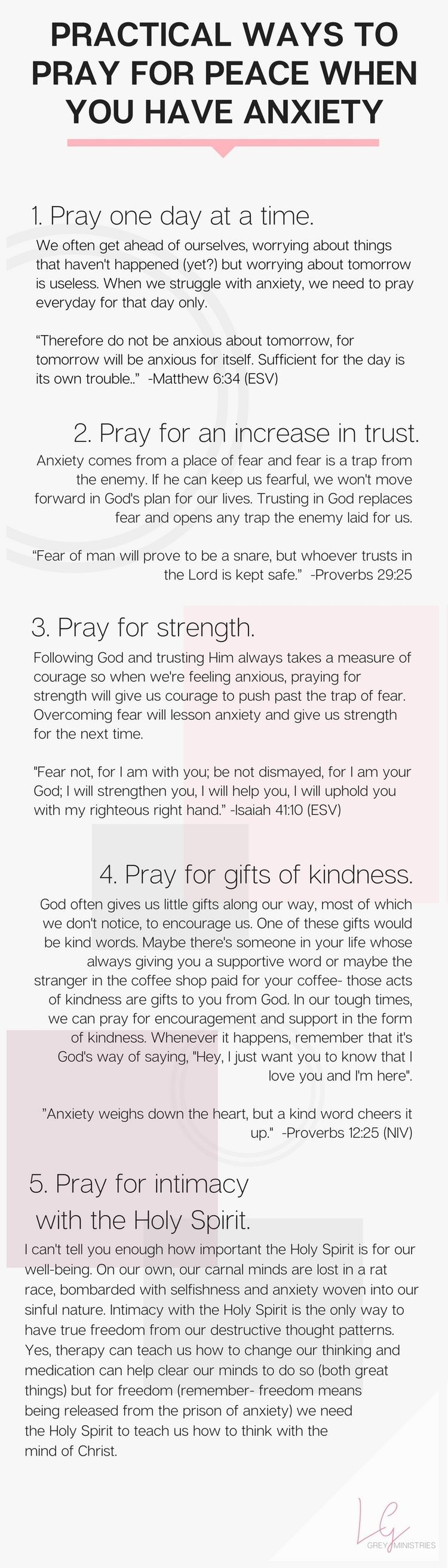 Five prayers to pray for when you’re struggling with anxiety. What does God say about anxiety anyway? Should Christians be