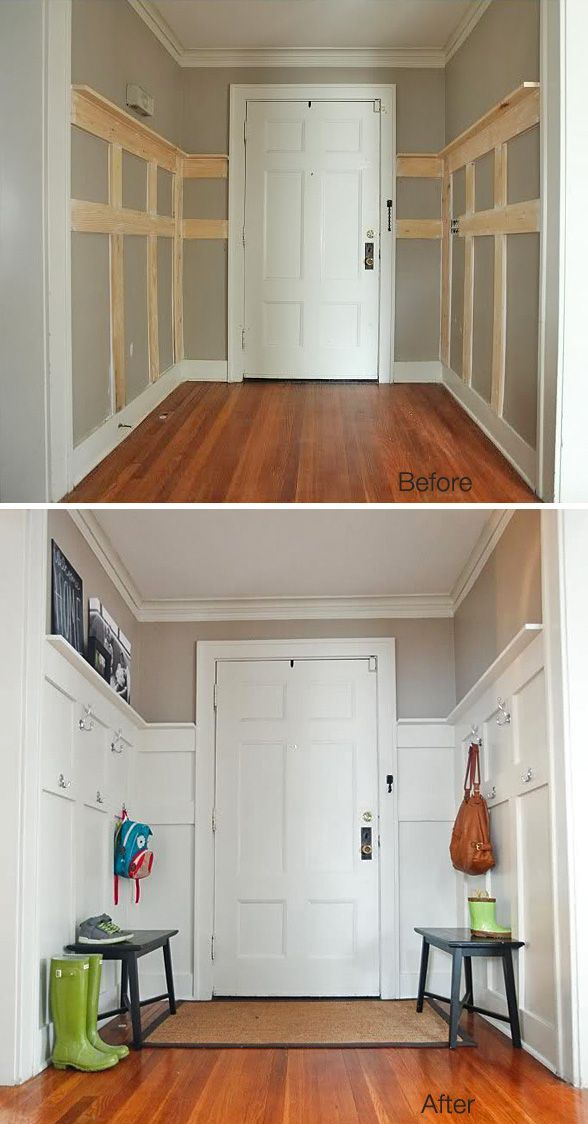 Great sprucing up the back entrance/mudroom. how to and lots of ideas/designs