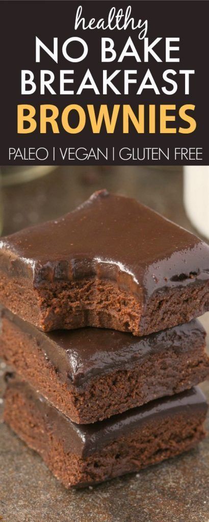 Healthy No Bake BREAKFAST Brownies- Loaded with chocolate and super fudgy…