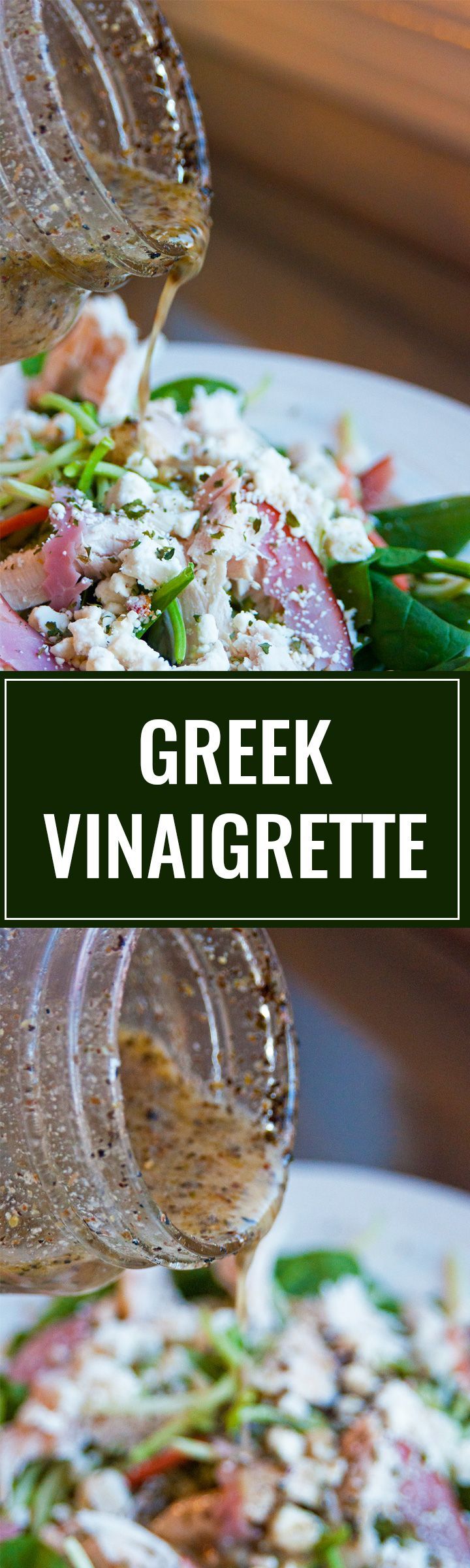 Homemade Greek Vinaigrette. This homemade salad dressing is delicious over salads, as a marinade and on a greek pizza! This