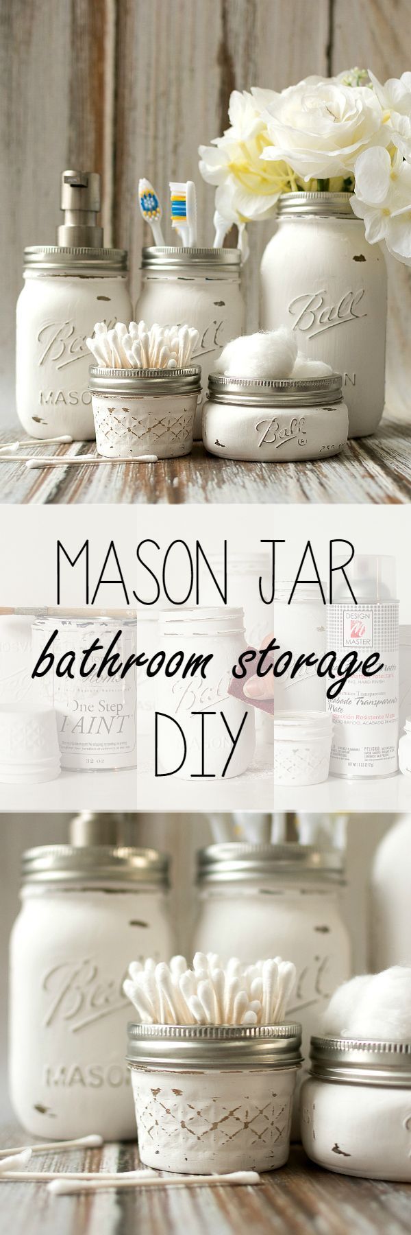 How to Paint and Distress these Farmhouse Style Mason Jars – Bathroom Storage and Accessories – Mason Jar Crafts Love