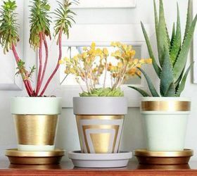 Gild a pattern across the front -   How to upcycle Cheap Flower Pots