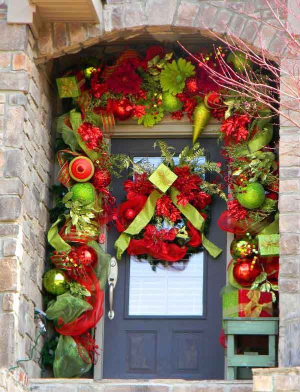 colors of Christmas but in a bright way. All this decorations ... -   Door Decoration Ideas