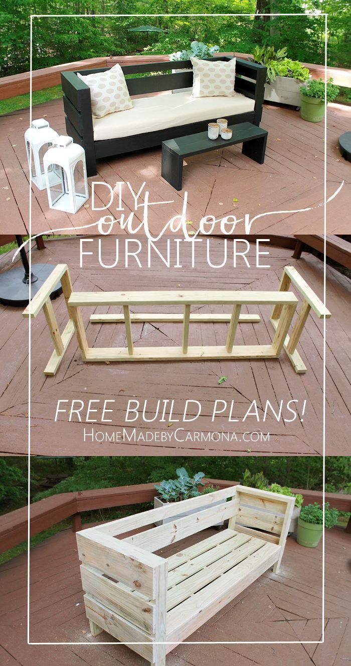 Learn how to easily build your own Outdoor Sofa and Coffee Table/Bench