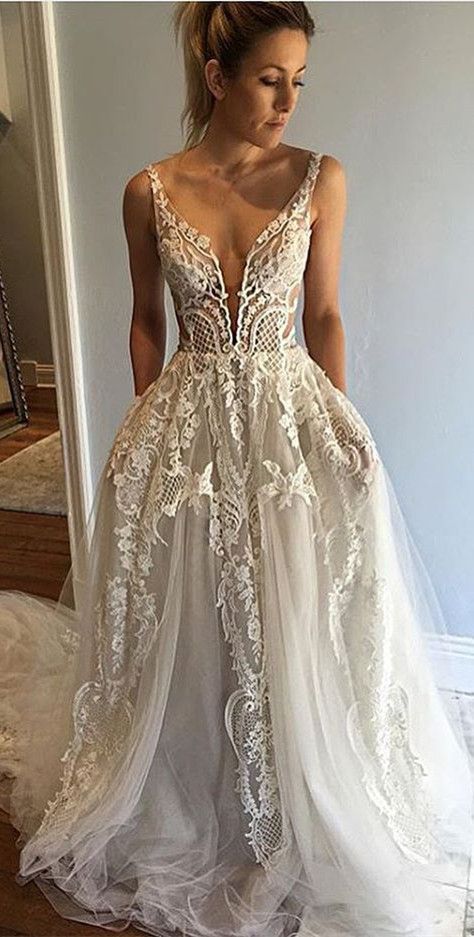 long wedding dress, 2017 prom dress, lace wedding dress bellanblue.com