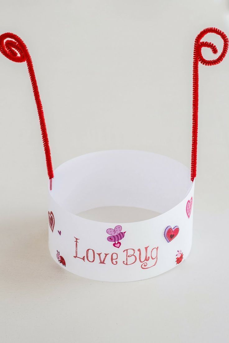 Love Bug hats for Valentines Day. Kids Valentine craft.