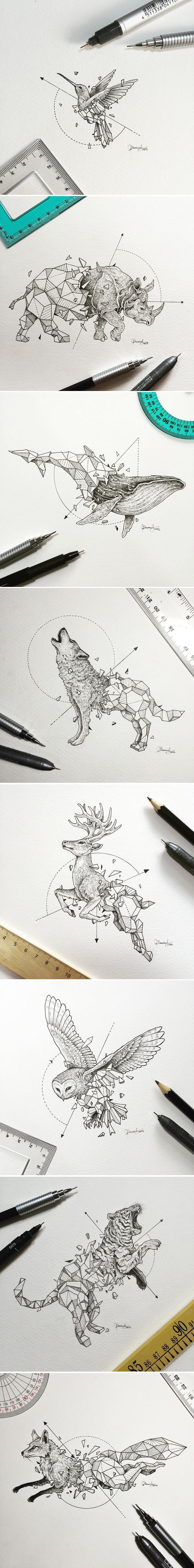 Manila-based illustrator Kerby Rosanes known as Sketchy Stories has created a new series of sketches combing animals with