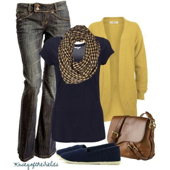 Navy and mustard, super cute.