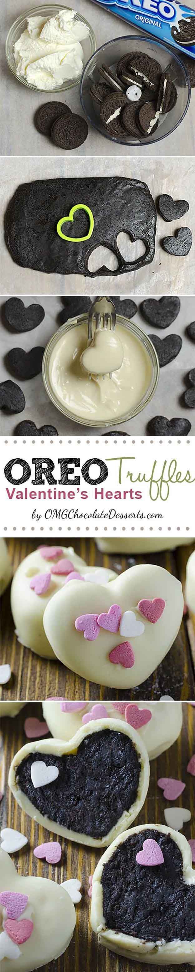 Oreo Truffle Valentines Hearts | 25 Valentines Day Treats That Look Way Too Good to Eat | Beautiful Homemade Gifts For Your Love