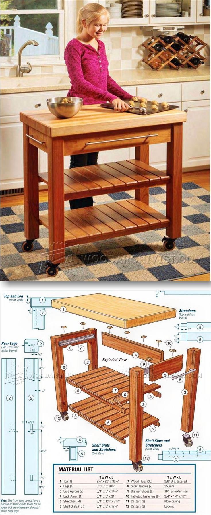 Portable Kitchen Island Plans – Furniture Plans and Projects | WoodArchivist.com