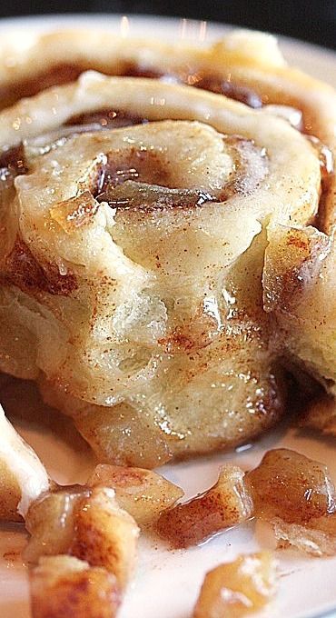 Previous pinner said…Apple Pie Cinnamon Rolls. These were great! I will probably use more apples next time. For the glaze, I