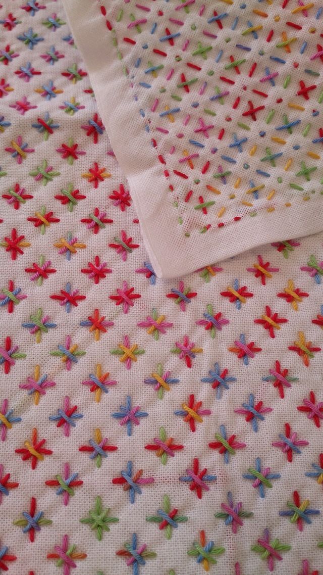 Sashiko, quilting – looks like this one used multicolour thread, e.g. Anchor Multi Coloured: www.hobbycraft.co…